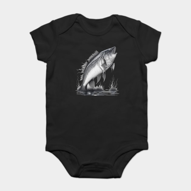 Largemouth Bass Fishing Baby Bodysuit by Pixel Threads 